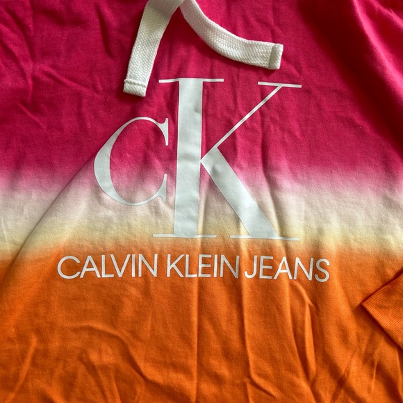 NEW Calvin Klein Jeans Woman’s Hoodie Tie-Dye Block Crop - Picture 8 of 8